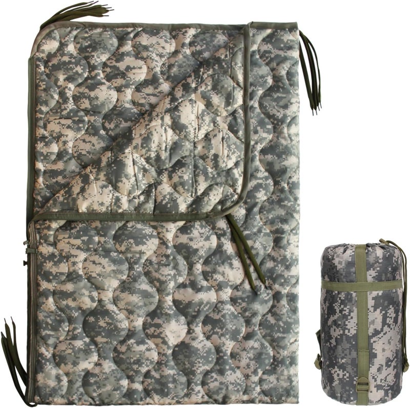 GHILEO Camo Poncho Liner, Army Blanket, Military Sleeping Bag, with A Compression Carrying Bag, for Traveling, Hiking, Camping, Outdoor Survival, Car Blanket - Image 1